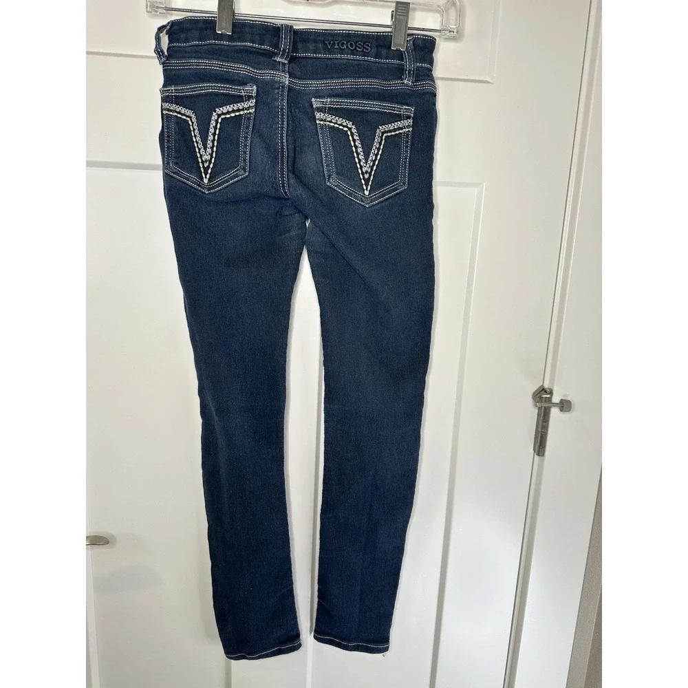 Vigoss Skinny Jeans Girls 12 Dark‎ Wash Stretch Denim Blue School 5-Pocket